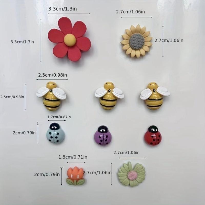 Cartoon Design Fridge Magnet, 10pcs set Cute Resin Magnetic Fridge Sticker, Decorative Sticker for Home Kitchen Office