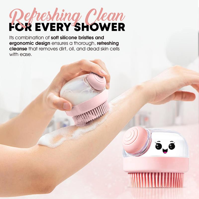 Fillable Silicone Body Massager Brush for Shower Use with Body Wash - Gentle Exfoliating & Cleaning Tool