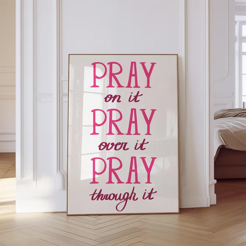 Pray On It Christian Pink Wall Art Girly Bible Poster Christian Gift For Her Modern Christian Quote Wall Art Hand Drawn Digital