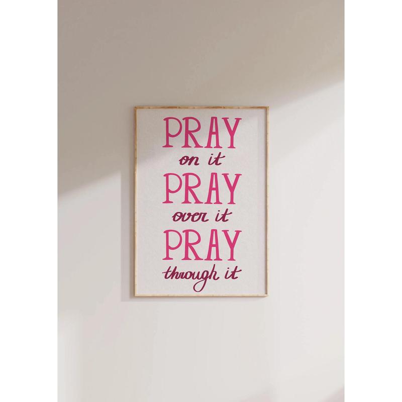 Pray On It Christian Pink Wall Art Girly Bible Poster Christian Gift For Her Modern Christian Quote Wall Art Hand Drawn Digital