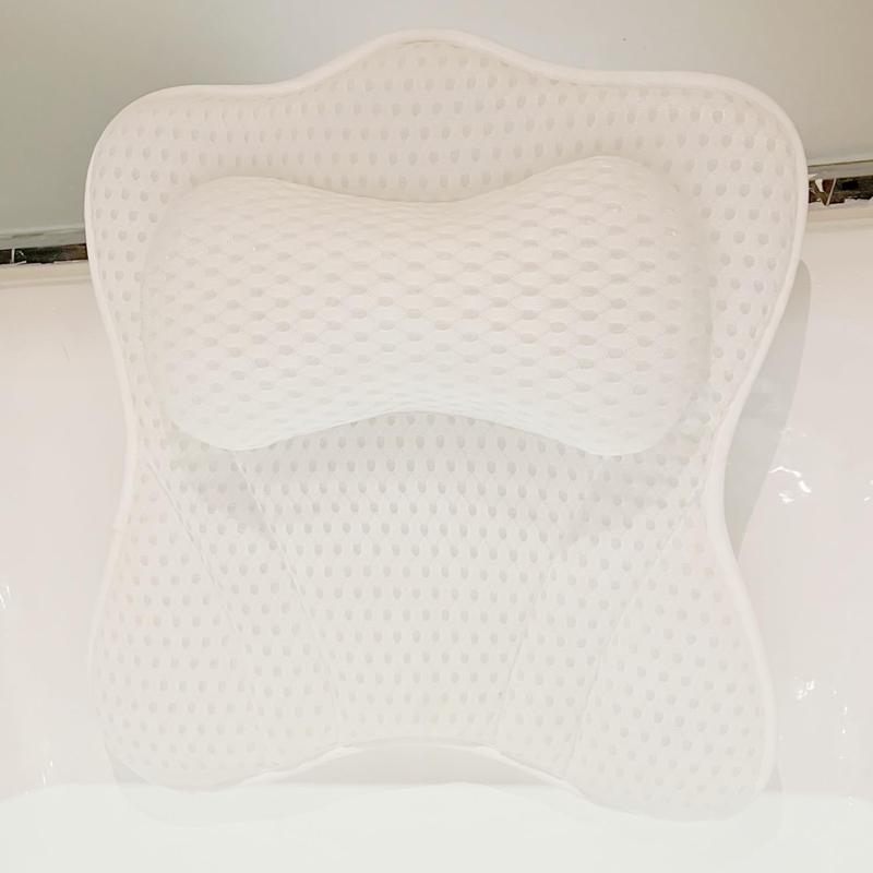 Luxury Bath Pillow - Ergonomic Bathtub Pillow for Head and Neck, Soft 4D Mesh Fabric with 6 Non-Slip Suction Cups, Relaxing Spa Gift