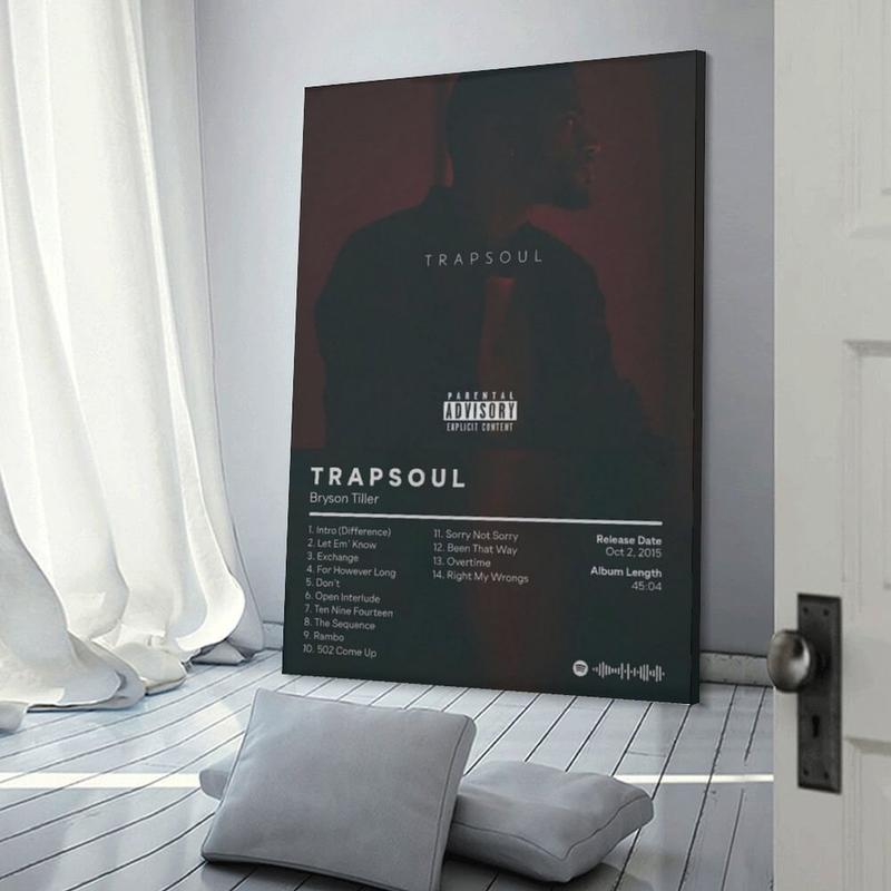 Bryson- Tiller Poster Trapsoul Album Cover Poster Canvas Wall Art Room Aesthetic HD Modern Decorative Paintings for Teenagers Bedroom Living Room Dormitory Decor