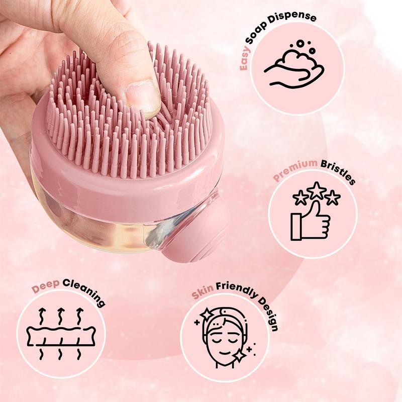 Fillable Silicone Body Massager Brush for Shower Use with Body Wash - Gentle Exfoliating & Cleaning Tool