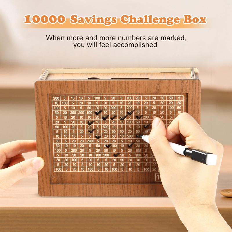 10000 Savings Challenge Box, Cashbox Kakeibo Money Saving Box, Cash Vault Wooden Savings Box 10,000 Dollar, Wooden Coin Digital Piggy Bank, Wooden Money Save Box 10k, Caja De Ahorros 10000, Saver