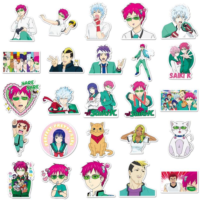 Anime Character Pattern Sticker, 50pcs set Waterproof Self Adhesive Sticker, DIY Sticker for Gift Greeting Card Water Bottle Laptop Phone