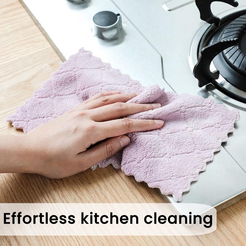 10 Counts Double-Sided Kitchen Towels，Microfiber Coral Velvet Dishtowels Multipurpose Reusable and Durable Cleaning Rags, Thickened Soft Cleaning Cloths for Kitchen, Sinks, Pots, Pans,Furniture, Wall ,Random Color Dish Towels