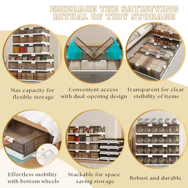 NLDD's Underbed Storage Solution: Rolling Containers with Lids, Stackable & Foldable - Waterproof, Dustproof Boxes for Clothes & Shoes Organiser