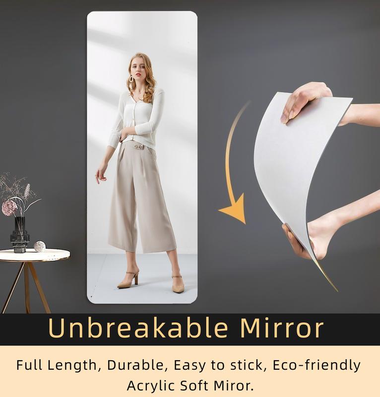 Full Length Mirror, Acrylic Soft Mirror, High Definition Soft Mirror, A Seamless Full-Length Mirror, Suitable For Your Home Porch, Living Room, Bed Room, Bath Room, Home Gym (47.25*15.75*0.1inches) Decor Light Decor Light Safety