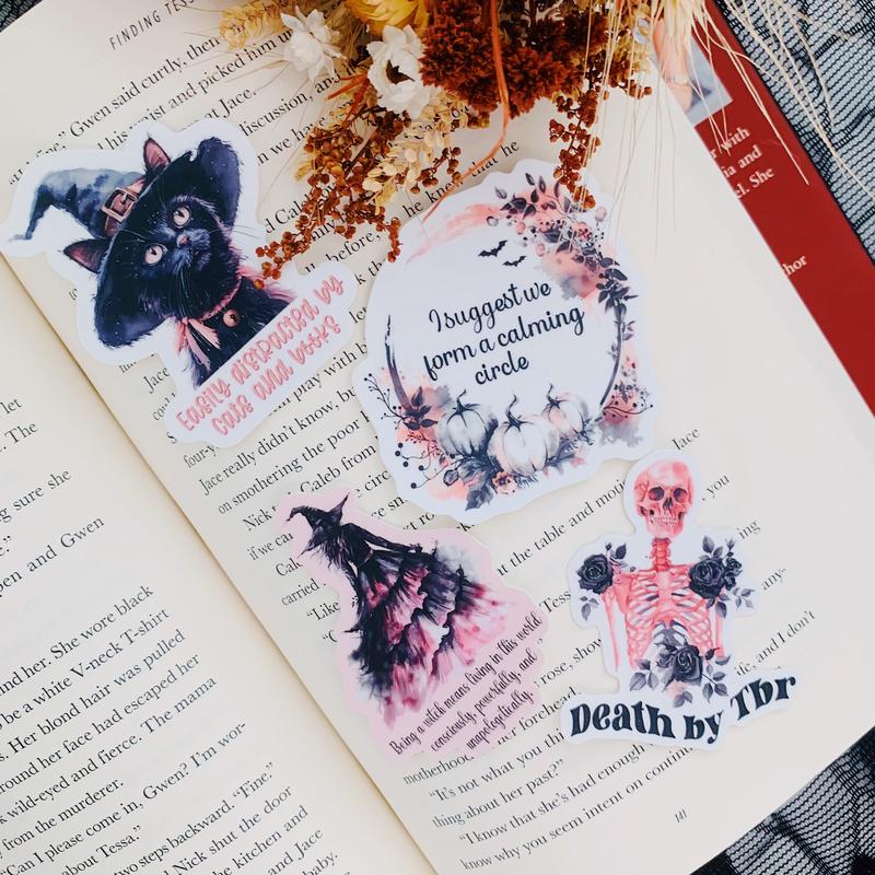 Witchy cat sticker- Easily distracted by books and cats