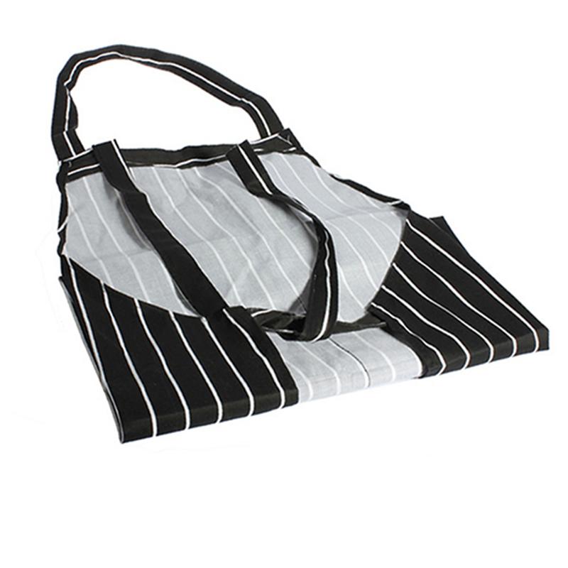 Adjustable Adult Black Stripe Bib Apron With 2 Pockets Chef Waiter Kitchen Cook