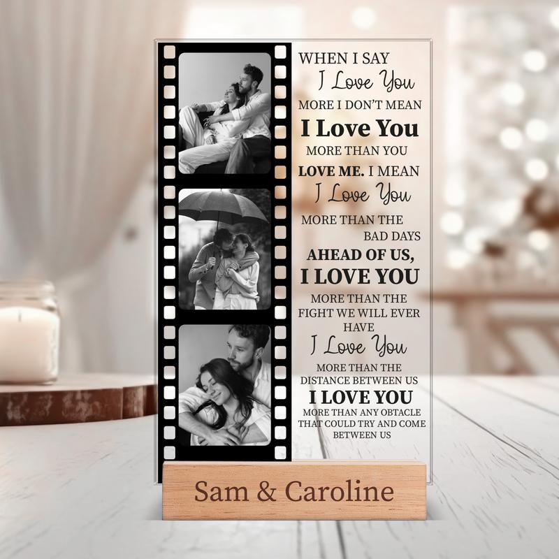 Custom Picture Acrylic Plaque With Wooden Stand, Valentines Day Gifts, Home Decoration, Gift For Couples, Picture Frame, Personalized Name Plaque, Gift For Girlfriend, Gift For Boyfriend, Birthday Gifts, Anniversary Gift, Photo Plaque For Wife and Husband