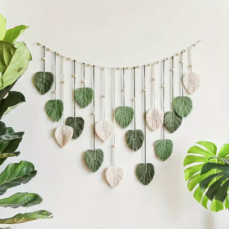 Crochet Leaves Shaped Wall Hanging, 1 Count Boho Modern Woven Wall Tapestry, Home Decor for Living Room Bedroom