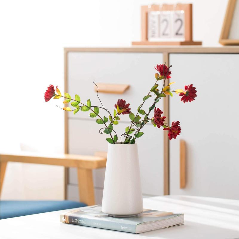 Ceramic Vase - Flower Vase Minimalism Style for Modern Table Shelf Home Decor, Fit for Fireplace Bedroom Kitchen Living Room Centerpieces Office Desk (Solid White, Small)