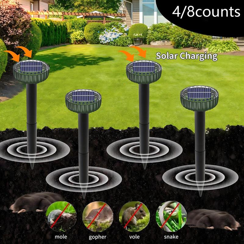 Solar Powered Groundhog Repellent, Ultrasonic Ground Mouse Rat Deterrent Nail, Suitable for Lawn Farm Garden Yard Grass Park Vegetable, Christmas Gift