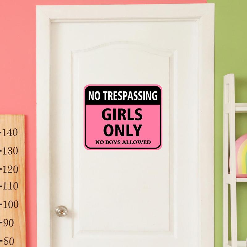 No Trespassing Sign, Girls Only Letter Pattern Sticker, Removable Self Adhesive Wall Decor for Home Office, Home Decor Supplies