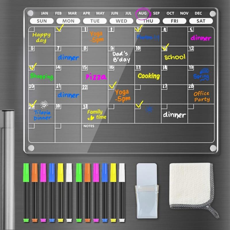 Acrylic Magnetic Calendar for Refrigerator, 16