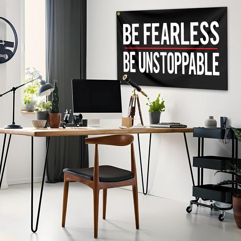 Be Fearless Flag 3x5 Ft Be Unstoppable Motivational Flag Polyester with  Fitness Inspirational Flags for Home Gym College Dorm Room Office Wall Banner Decor