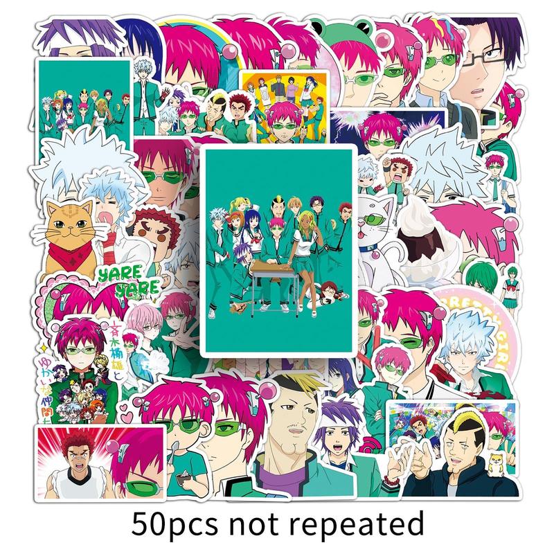 Anime Character Pattern Sticker, 50pcs set Waterproof Self Adhesive Sticker, DIY Sticker for Gift Greeting Card Water Bottle Laptop Phone