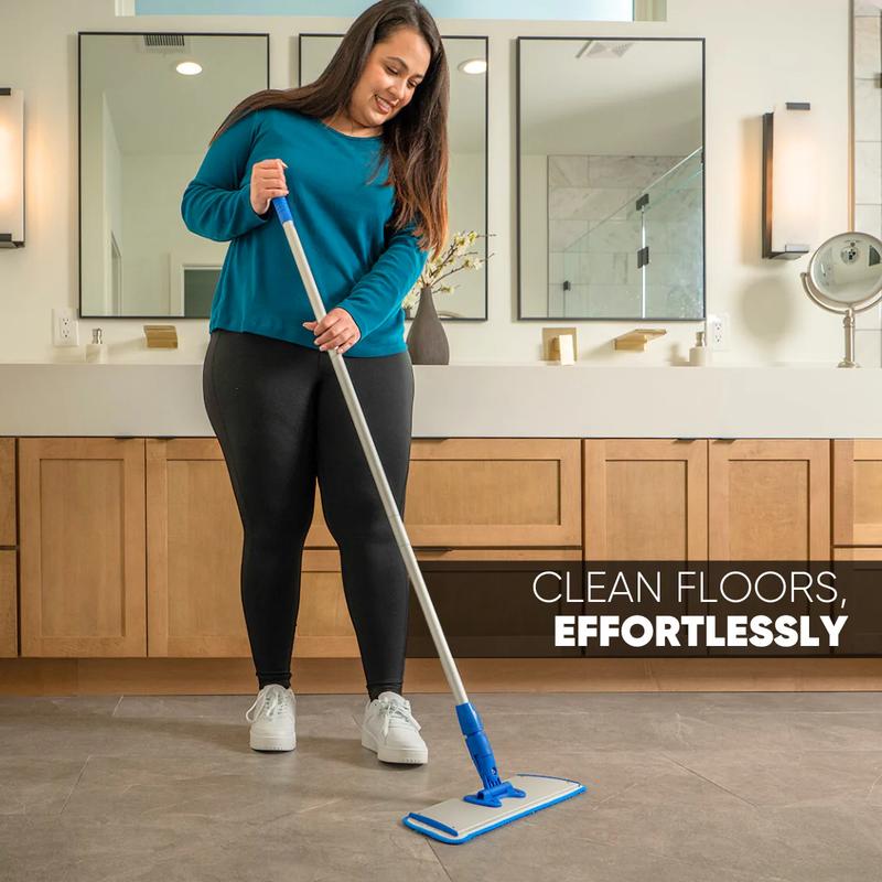 Cinch Microfiber Mop for Hardwood, Tile, Vinyl & Smooth Floors | 2 Wet Pads Included | Reusable Mopping Heads | Lightweight Flat Mop