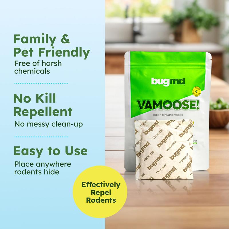 BugMD Vamoose Rodent Repellent – Plant-Powered Mouse & Rat Deterrent for Indoors & Outdoors Pet