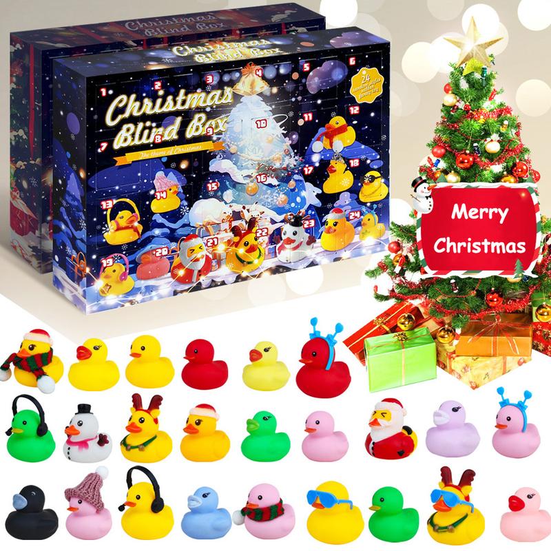 Advent Calendar Christmas Ducks, 24 Days Christmas Countdown Calendar Gifts, Ducks Blind Box Holiday Party Favors, 2024 Xmas Surprise Gift, 24pcs Rubber Duck Blind Box