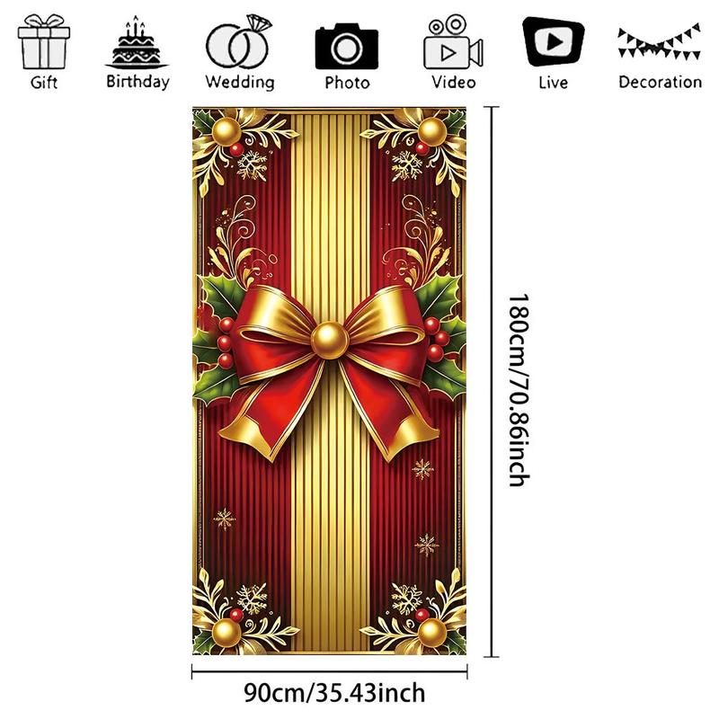 Christmas Themed Door Banner, 1 Count Holiday Door Decoration with 4 Grommets, Festive & Party Supplies for Home Living Room Bedroom