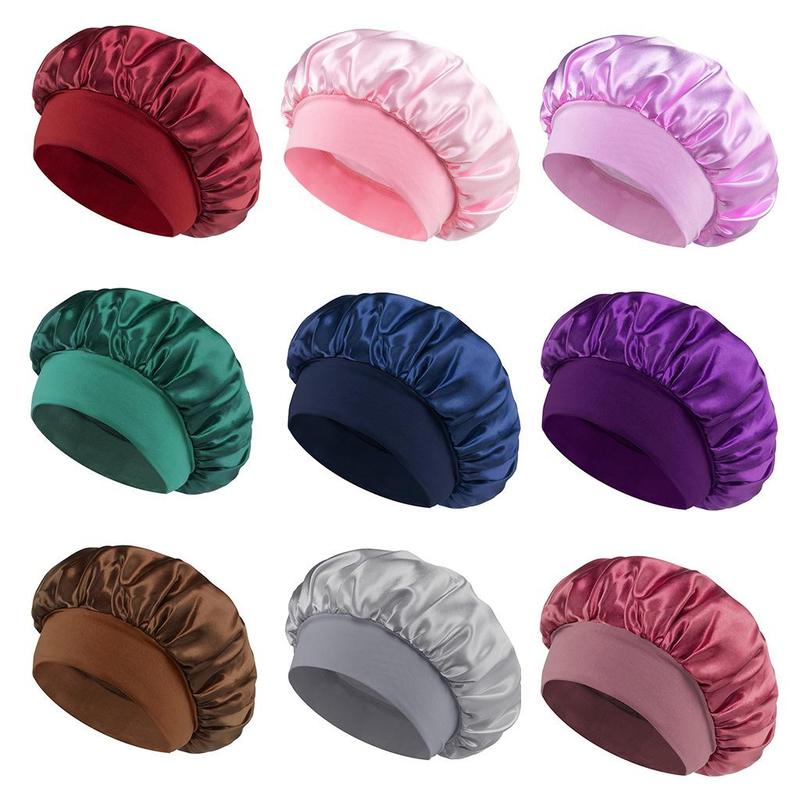 Solid Color Sleeping Cap, 4 Counts set Elastic Wide Band Hair Care Caps, Multi-use Hair Care & Styling Tool for Women & Men