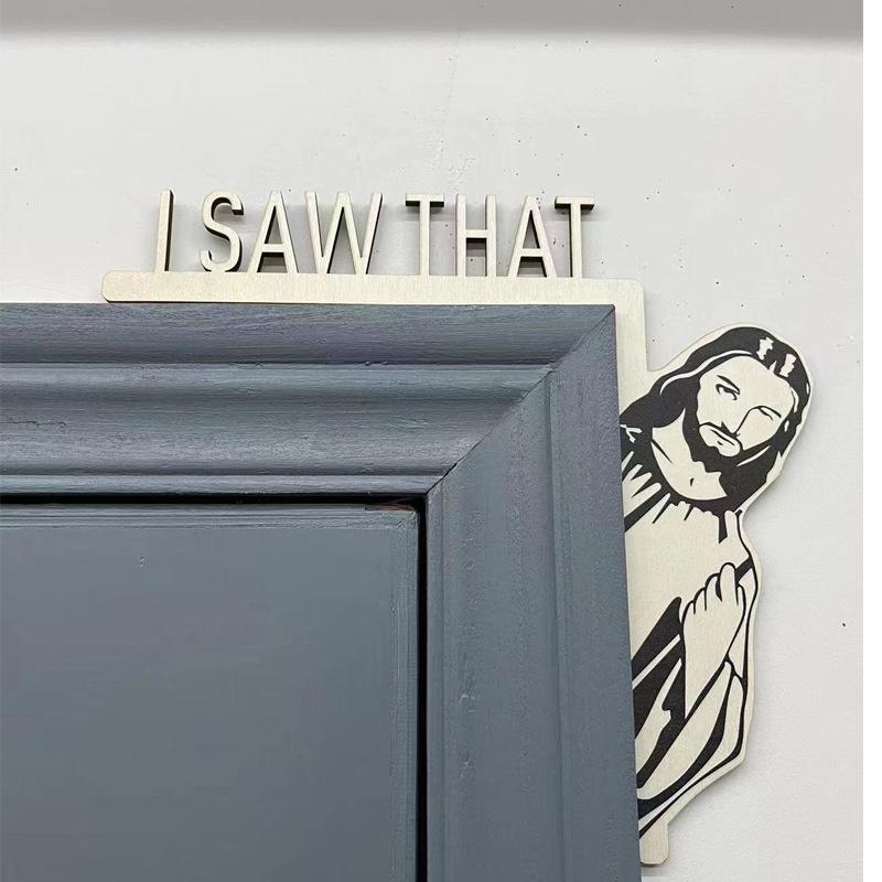 Creative Jesus & Letter Design Door Corner Frame Ornament, Funny Door Frame Hanging Ornament Decoration, Home Decor for Living Room Bedroom