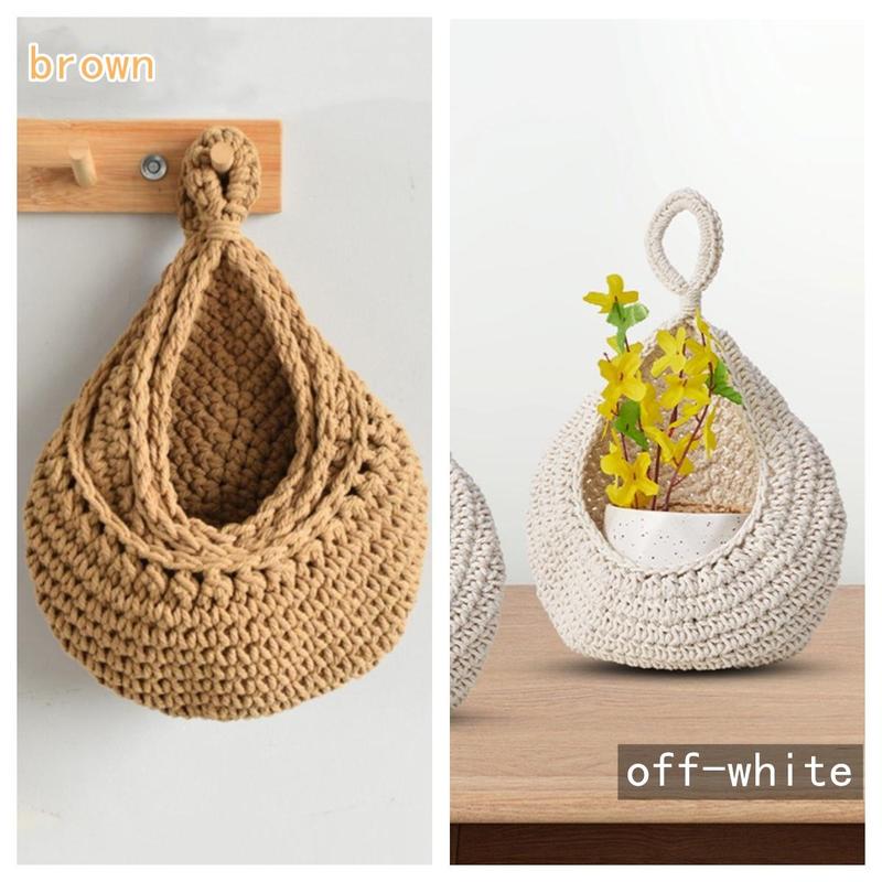 Boho Style Storage Basket, 1 Count Drop Design Wall Hanging Storage Basket, Home Organizer for Living Room Bedroom Kitchen