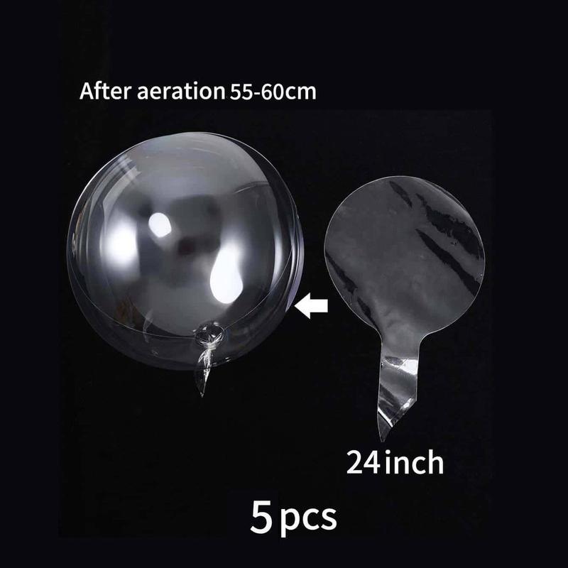 24 Inch Clear Bubble Balloon (5pcs), Clear Balloon, Decorative Balloon For Wedding, Anniversary, Birthday Party, Festival & Party Use