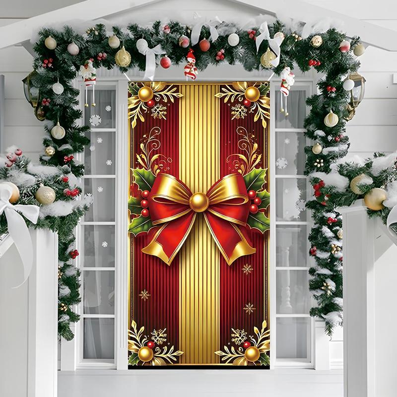 Christmas Themed Door Banner, 1 Count Holiday Door Decoration with 4 Grommets, Festive & Party Supplies for Home Living Room Bedroom