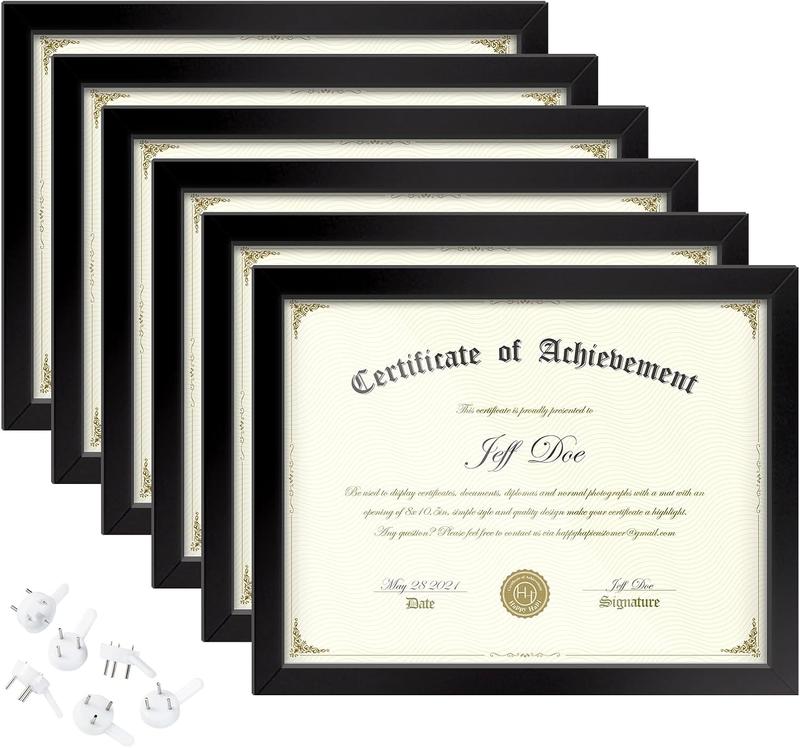 Document Frame, Certificate Frame 8.5 x 11 Multi-Pack, Diploma Frame 6 Pack, 8.5x11 Picture Frame Display Horizontal and Vertical for Wall and Tabletop