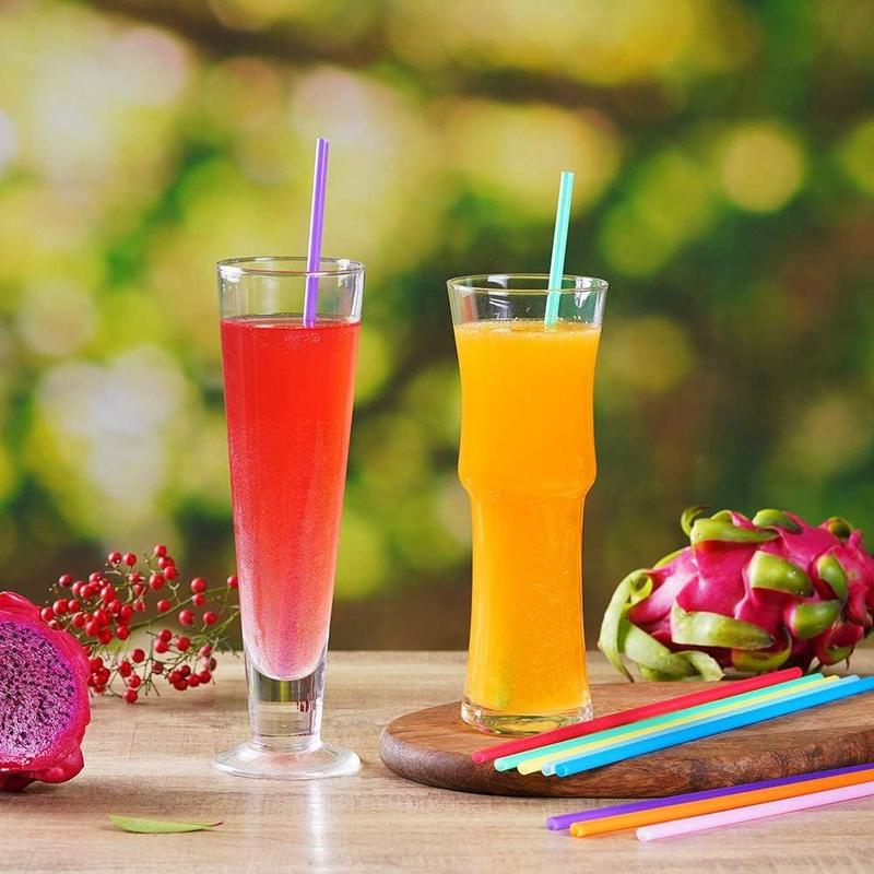 100  Colorful Plastic Long Disposable Drinking Straws.(0.23''diameter and 10.24