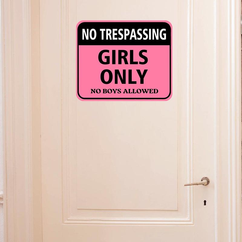 No Trespassing Sign, Girls Only Letter Pattern Sticker, Removable Self Adhesive Wall Decor for Home Office, Home Decor Supplies