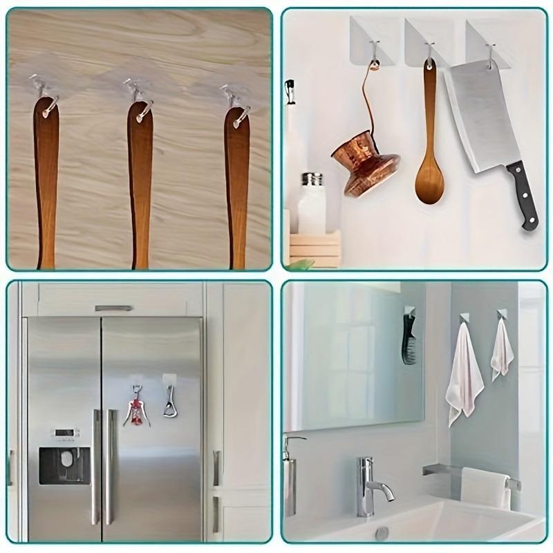 Clear Wall Mounted Hook (10pcs), Self-adhesive Hook, Punch-free Hook, Home Organizer for Bathroom, Bedroom, Office, Kitchen