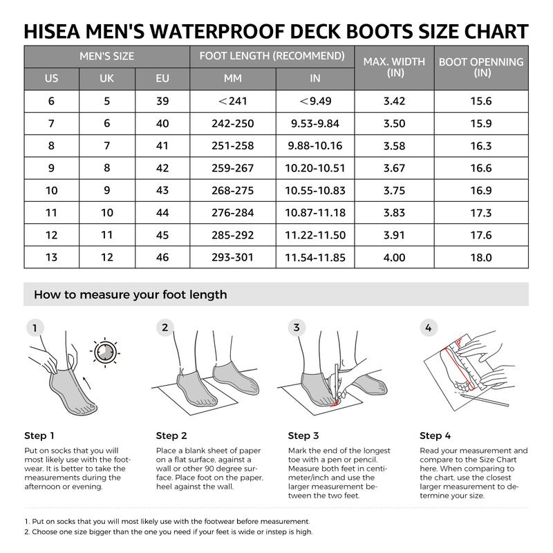 HISEA Men's Deck Boots Saltwater Fishing Booties Waterproof Ankle Rain Boots High Traction