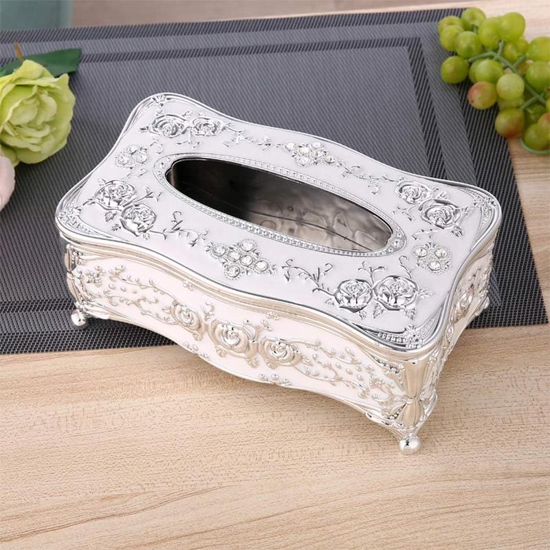 Rose Pattern Tissue Box, 1 Count Luxurious and Elegant Acrylic Tissue Holder, Napkin Holder, Home Organizer for Living Room, Bathroom, Toilet, Kitchen