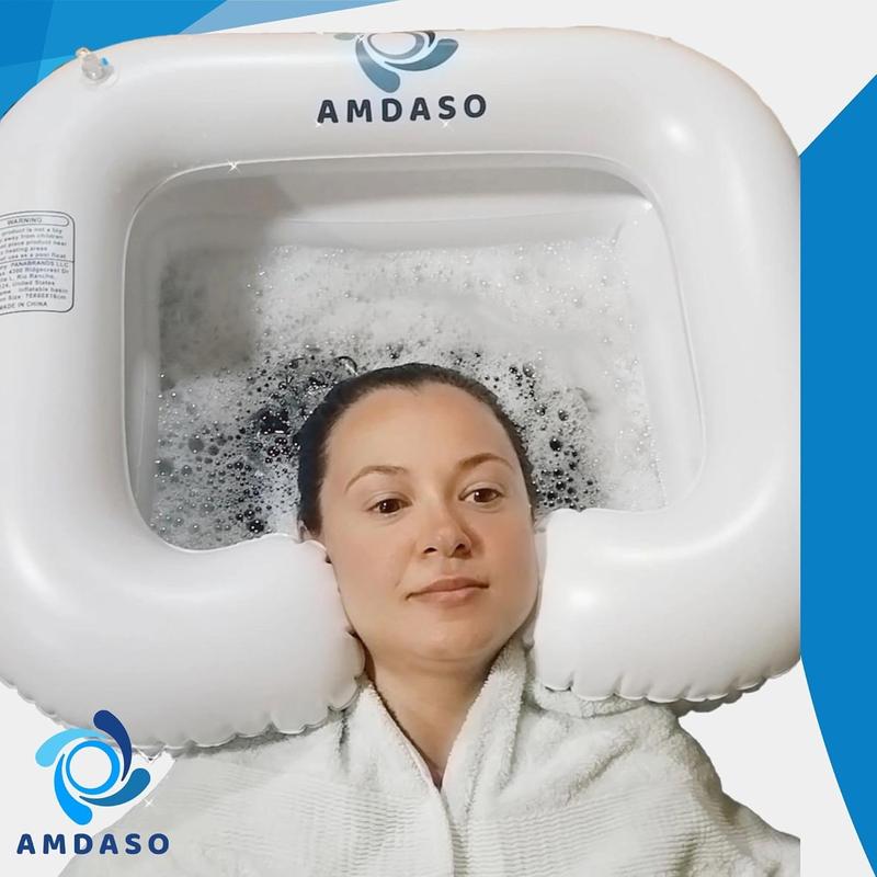 AMDASO Portable Hair Washing Station, Locs Detox Tub, Portable Shampoo Bowl, Inflatable Wash basin, Hair washing basin for bedridden, Dreadlock accessories, Hair Washing Basin, Portable sink