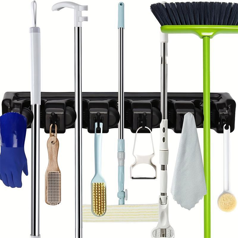 Multifunctional Mop Holder, 1 Count Wall Mounted Mop Holder, Hanging Hook, Bathroom Hook, Broom Storage Rack, Home Organizer