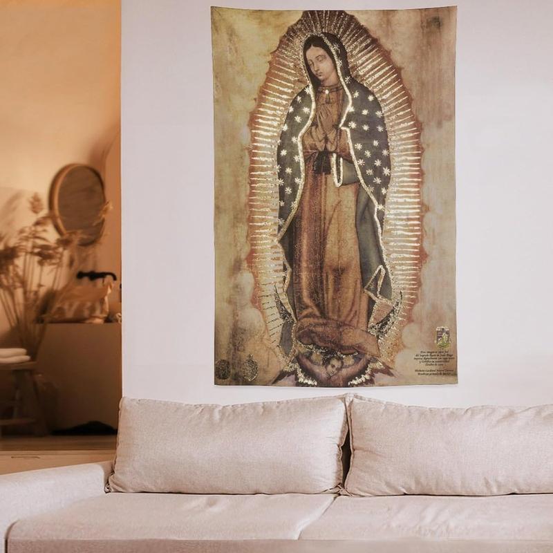 Our Lady of Guadalupe Portrait Religious Catholic Mexico Lamina Enmarcada De Nuestra Señora De Guadalupe Print Tapestry Wall Art Painting Gifts Bedroom Living Room Decor Modern Home 60