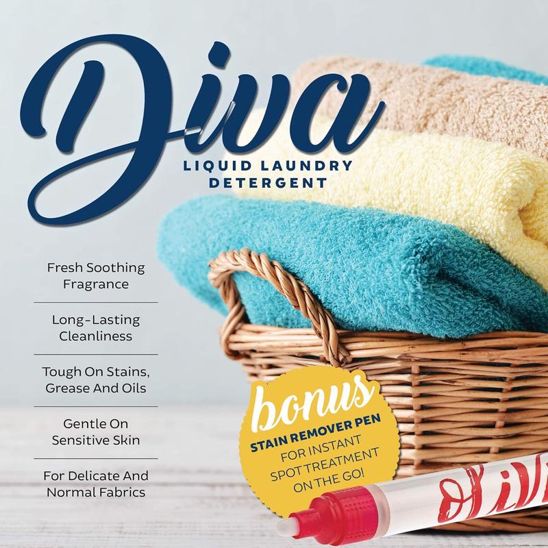 Tyler DIVA Glamorous Wash Laundry Detergent- 1 2 Gallon - With Olivi Stain Remover Pen - Fresh Scented Sachet - Laundry Detergent - For Washing Clothes, Linen, Lingerie, Expensive Fabric, Sheets