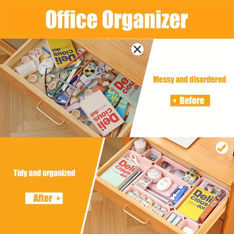 Drawer Organizer, 16pcs set Multi-size Drawer Divider, Storage Box for Makeup, Jewelry, Stationery, Home Organizer for Bedroom, Office, Dormitory