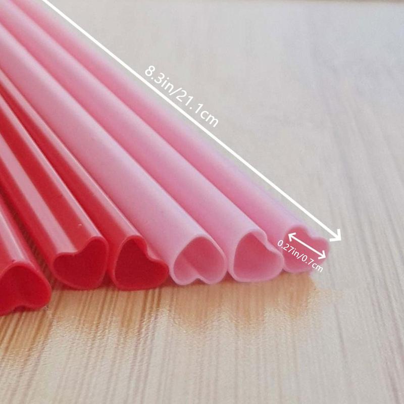 Creative Heart Shaped Straw, 10pcs Disposable Straw for Party, Drinking Straw for Home, Party Supplies for Birthday Wedding