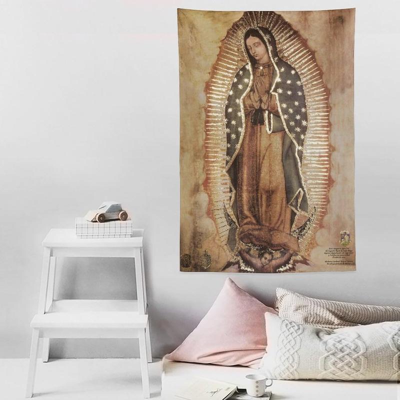 Our Lady of Guadalupe Portrait Religious Catholic Mexico Lamina Enmarcada De Nuestra Señora De Guadalupe Print Tapestry Wall Art Painting Gifts Bedroom Living Room Decor Modern Home 60