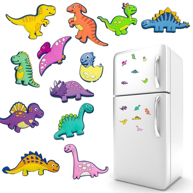 Cartoon Dinosaur Pattern Fridge Magnet, 12pcs Mini Cute Animal Cartoon Fridge Magnet, Fridge Decorative Magnet for Home Kitchen Refrigerator