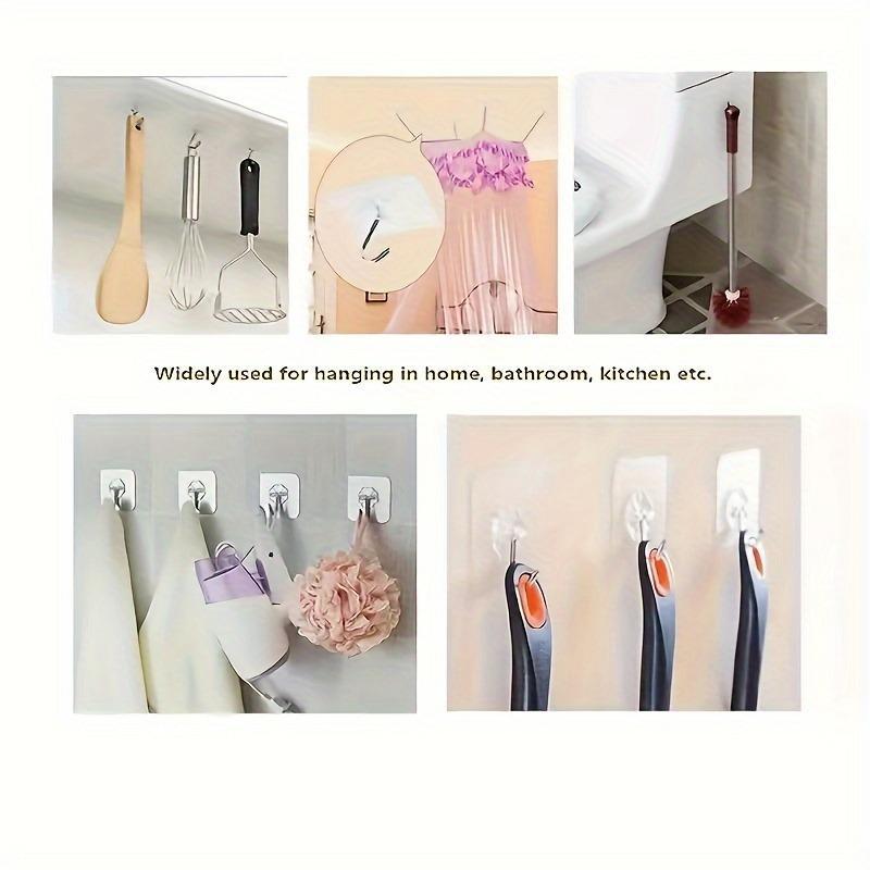 Clear Wall Mounted Hook (10pcs), Self-adhesive Hook, Punch-free Hook, Home Organizer for Bathroom, Bedroom, Office, Kitchen