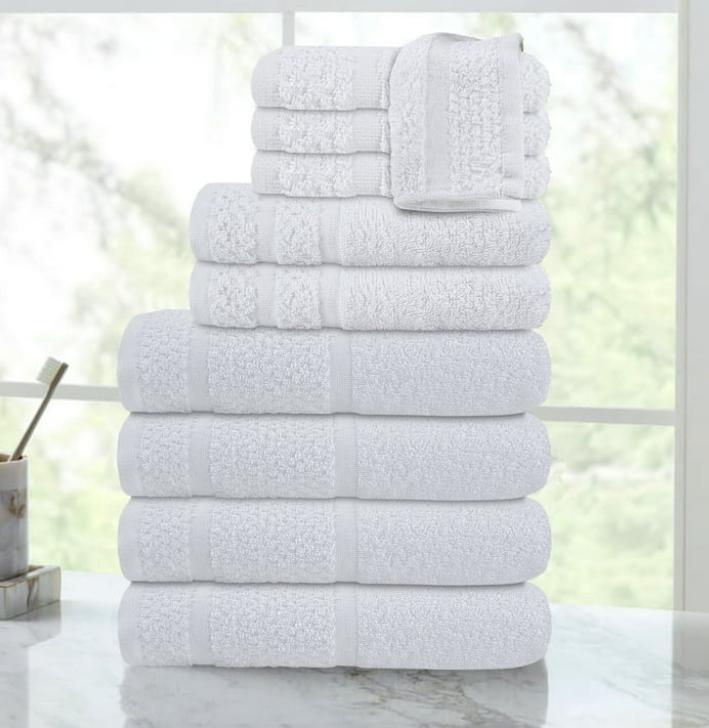 10 Piece Towel Set with Upgraded Softness & Durability, White