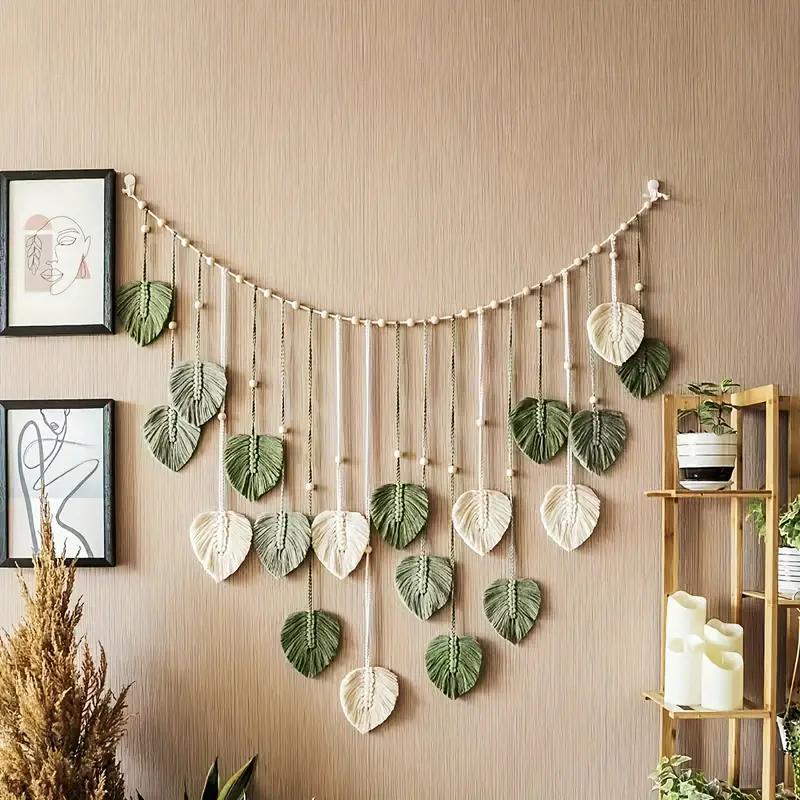 Crochet Leaves Shaped Wall Hanging, 1 Count Boho Modern Woven Wall Tapestry, Home Decor for Living Room Bedroom