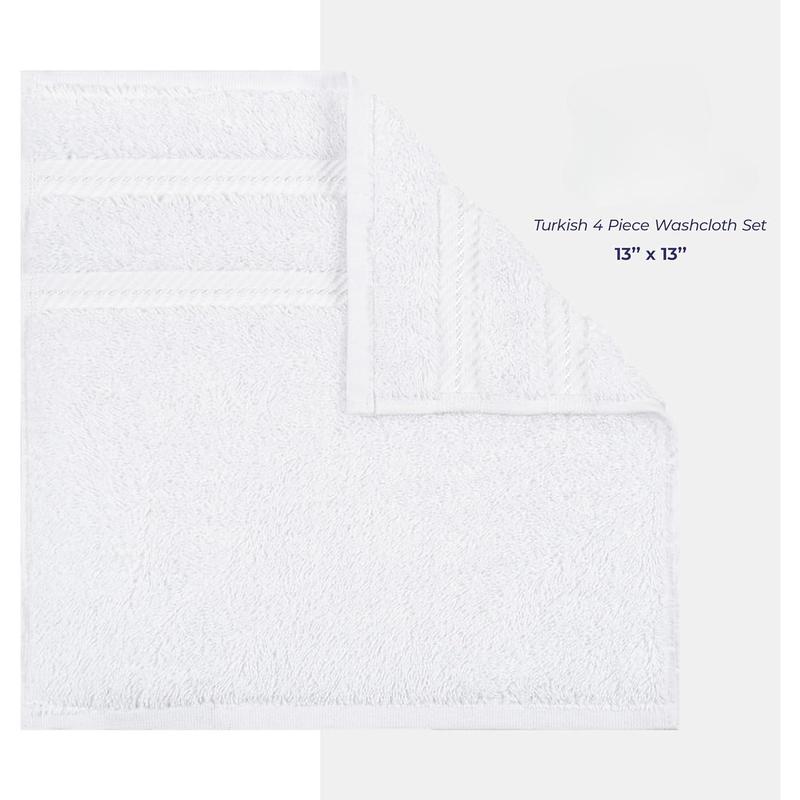 Luxury Hand Towels for Bathroom,  Cotton Turkish 4  count  Hand Towel Set, 600 GSM Hand Face Towels for Kitchen, White Hand Towels