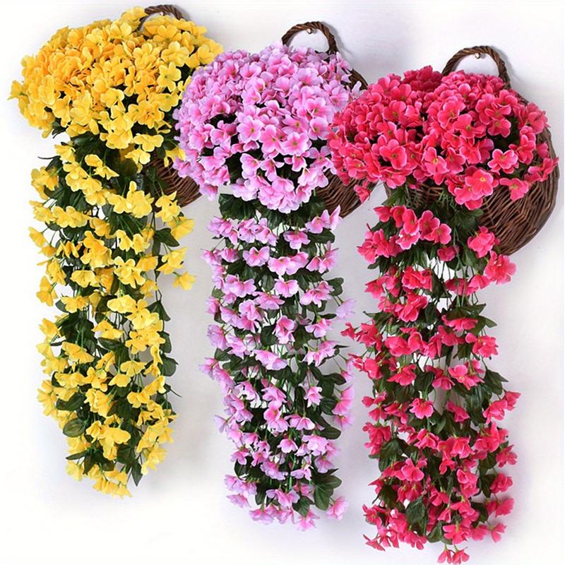 Hanging Artificial Violet Ivy Flowers 2 Packs Hanging Flowers Plant for Outside Outdoor Patio Garden Porch Wedding Home Decorations